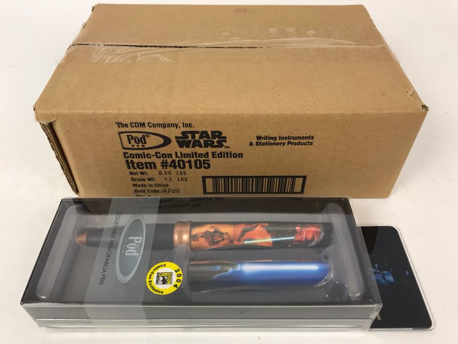 New Sealed Box Of (4) 2004 Star Wars Comic-Con Limited Edition Individually Numbered Collectible Memorabilia Pod Pens Plus One Loose Pen - 5 Pens [Photo 2]