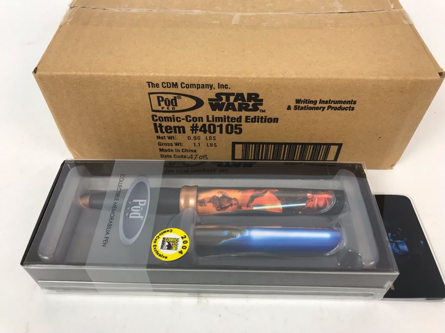 New Sealed Box Of (4) 2004 Star Wars Comic-Con Limited Edition Individually Numbered Collectible Memorabilia Pod Pens Plus One Loose Pen - 5 Pens [Photo 3]