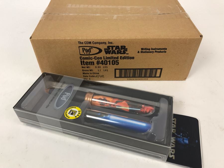 New Sealed Box Of (4) 2004 Star Wars Comic-Con Limited Edition Individually Numbered Collectible Memorabilia Pod Pens Plus One Loose Pen - 5 Pens [Photo 2]