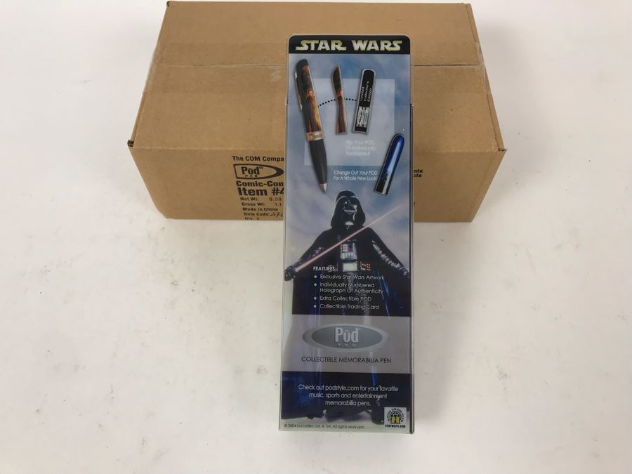 New Sealed Box Of (4) 2004 Star Wars Comic-Con Limited Edition Individually Numbered Collectible Memorabilia Pod Pens Plus One Loose Pen - 5 Pens [Photo 10]