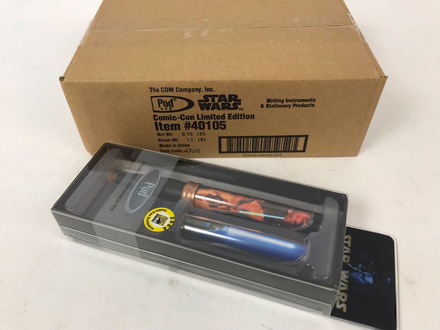 New Sealed Box Of (4) 2004 Star Wars Comic-Con Limited Edition Individually Numbered Collectible Memorabilia Pod Pens Plus One Loose Pen - 5 Pens [Photo 2]