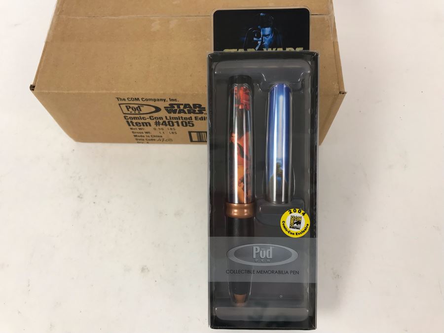 New Sealed Box Of (4) 2004 Star Wars Comic-Con Limited Edition Individually Numbered Collectible Memorabilia Pod Pens Plus One Loose Pen - 5 Pens [Photo 4]