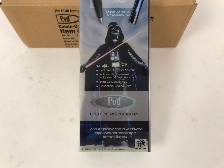 New Sealed Box Of (4) 2004 Star Wars Comic-Con Limited Edition Individually Numbered Collectible Memorabilia Pod Pens Plus One Loose Pen - 5 Pens [Photo 12]
