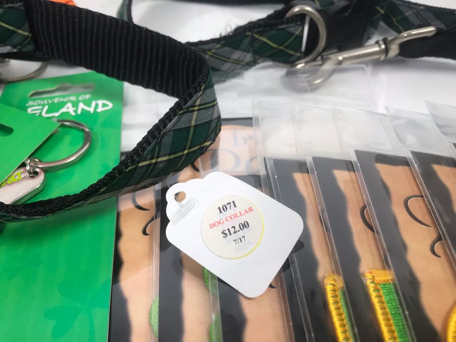 Just Added - Ireland Lot With Keychains, Key Fobs, Patches, Irish Barrettes, Irish Shoe Laces, Irish Bandanas, (2) Irish Dog Collars, Irish Dog Leash And Pink Basket - See Photos [Photo 18]