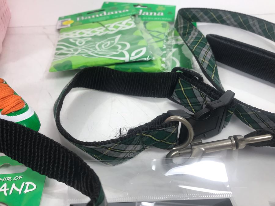 Just Added - Ireland Lot With Keychains, Key Fobs, Patches, Irish Barrettes, Irish Shoe Laces, Irish Bandanas, (2) Irish Dog Collars, Irish Dog Leash And Pink Basket - See Photos [Photo 19]