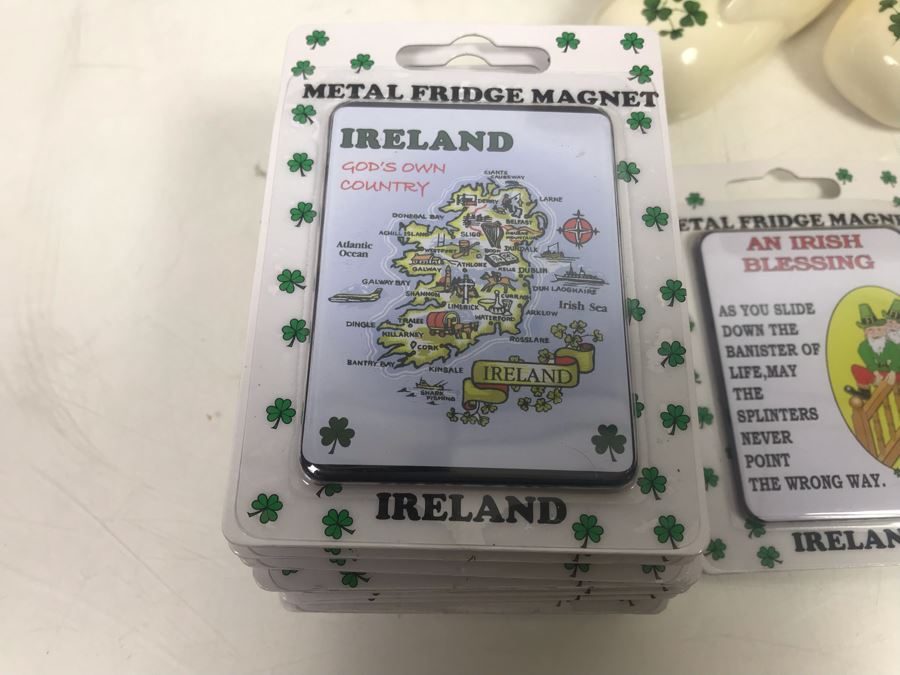 Just Added - Ireland Lot With (30) Irish Fridge Magnets, (4) Baby Boot Ornaments, (2) Trinity Ornaments And Canvas Basket Retails Over $300 [Photo 4]