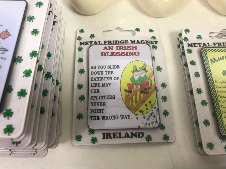 Just Added - Ireland Lot With (30) Irish Fridge Magnets, (4) Baby Boot Ornaments, (2) Trinity Ornaments And Canvas Basket Retails Over $300 [Photo 5]