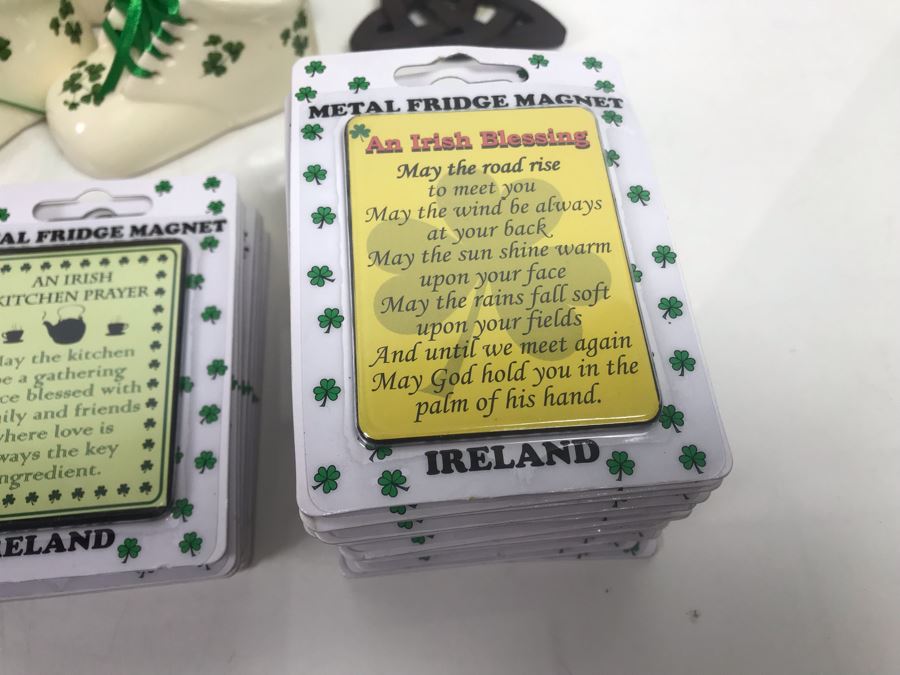 Just Added - Ireland Lot With (30) Irish Fridge Magnets, (4) Baby Boot Ornaments, (2) Trinity Ornaments And Canvas Basket Retails Over $300 [Photo 8]
