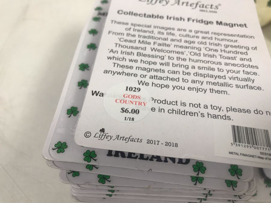 Just Added - Ireland Lot With (30) Irish Fridge Magnets, (4) Baby Boot Ornaments, (2) Trinity Ornaments And Canvas Basket Retails Over $300 [Photo 13]