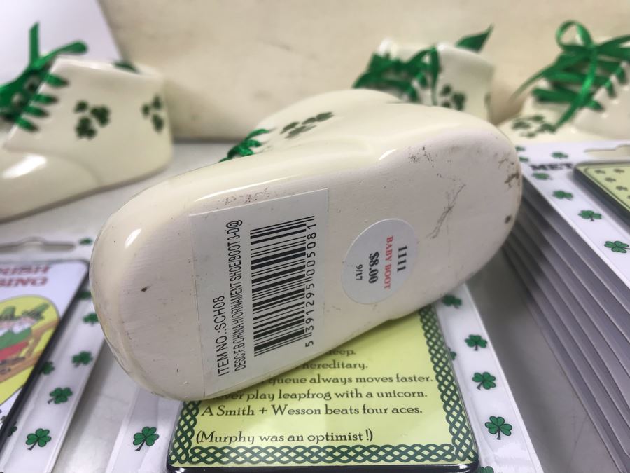 Just Added - Ireland Lot With (30) Irish Fridge Magnets, (4) Baby Boot Ornaments, (2) Trinity Ornaments And Canvas Basket Retails Over $300 [Photo 15]