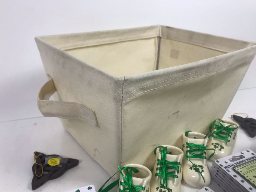 Just Added - Ireland Lot With (30) Irish Fridge Magnets, (4) Baby Boot Ornaments, (2) Trinity Ornaments And Canvas Basket Retails Over $300 [Photo 18]