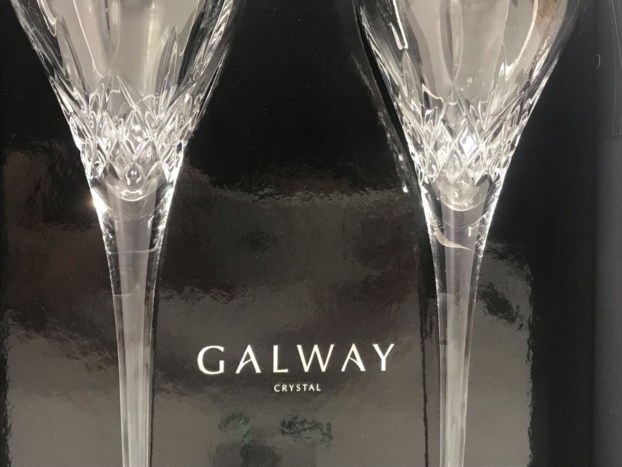 Just Added - Galway Crystal Longford Pair Of Goblets With Boxes - Retails $90 [Photo 5]