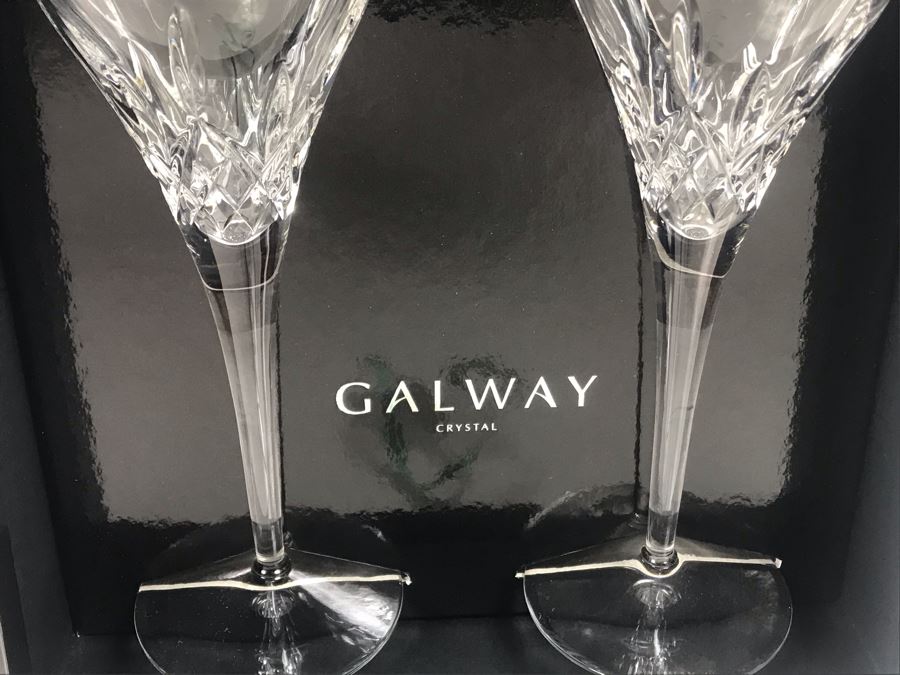 Just Added - Galway Crystal Longford Pair Of Goblets With Boxes - Retails $90 [Photo 4]