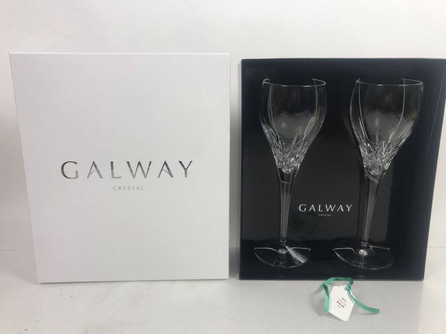 Just Added - Galway Crystal Longford Pair Of Goblets With Boxes - Retails $90 [Photo 3]