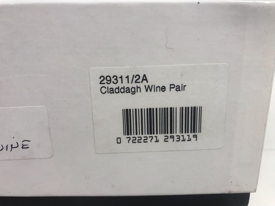 Just Added - Galway Crystal Claddagh Pair Of Wine Glasses And Pair Of Goblets - 4 Glasses With Boxes - Retails $180 [Photo 11]