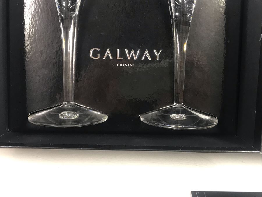 Just Added - Galway Crystal Claddagh Pair Of Wine Glasses And Pair Of Goblets - 4 Glasses With Boxes - Retails $180 [Photo 6]