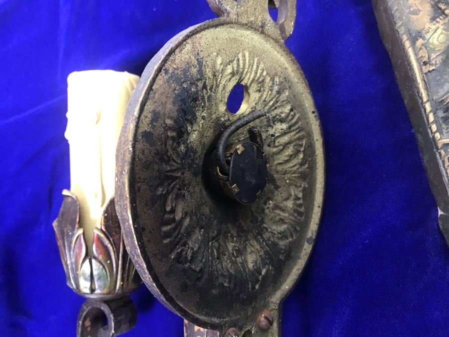 Just Added - Set Of (3) Vintage Brass Wall Sconces [Photo 14]