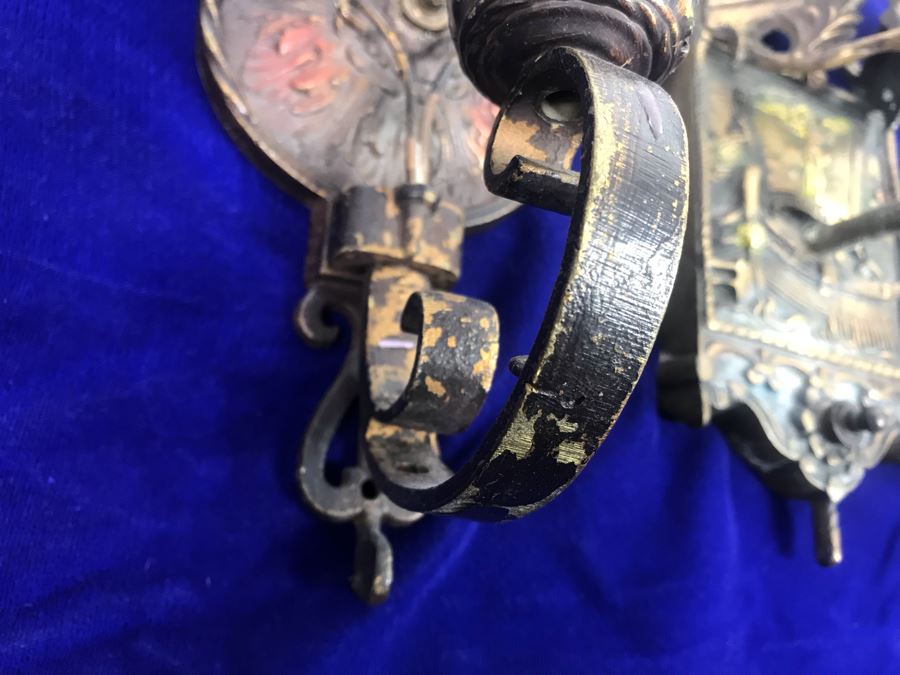 Just Added - Set Of (3) Vintage Brass Wall Sconces [Photo 11]