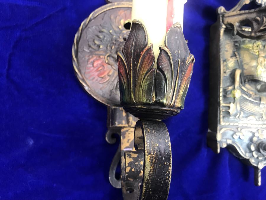 Just Added - Set Of (3) Vintage Brass Wall Sconces [Photo 10]