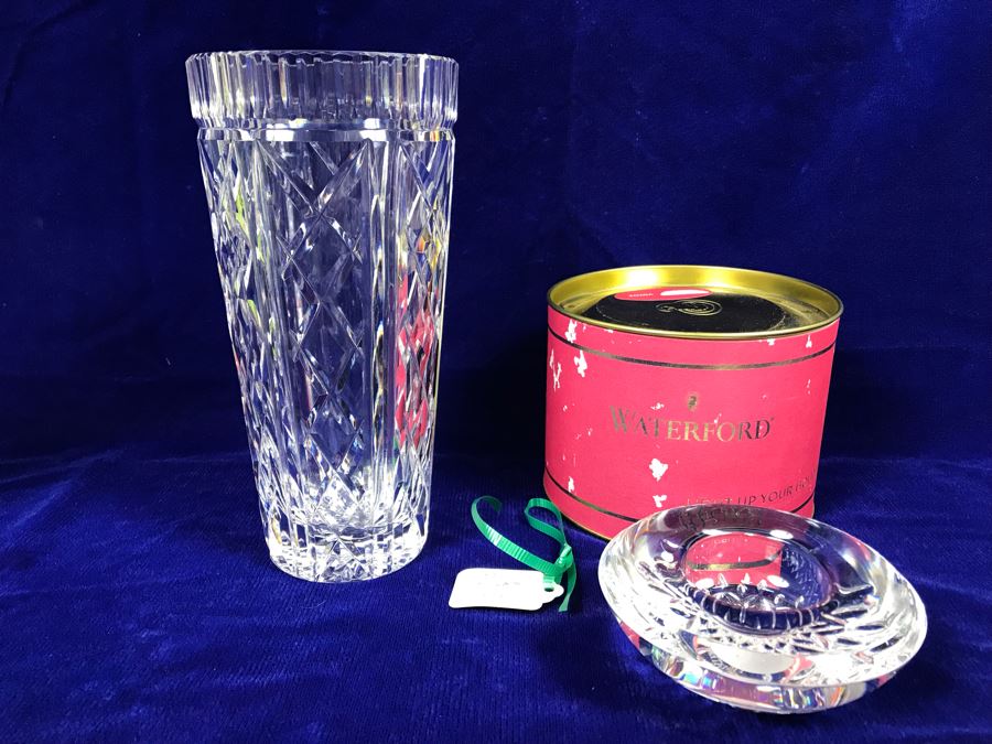 Just Added - Waterford Crystal 8' Vase And Waterford Crystal Votive With Box Retails $308 [Photo 1]