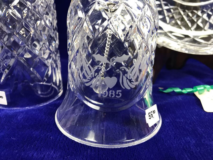 Just Added - Pair Of Waterford Crystal Bells And Galway Crystal Plate And Bell [Photo 4]