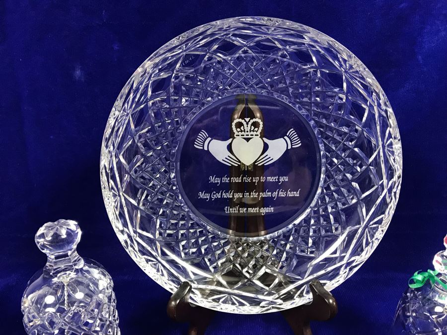 Just Added - Pair Of Waterford Crystal Bells And Galway Crystal Plate And Bell [Photo 6]