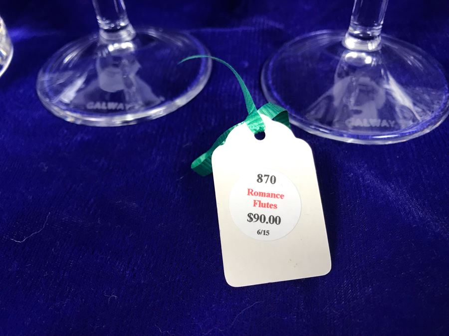 Just Added - Galway Crystal Pair Of Romance Flutes, Pair Of Highball Glasses And Pair Of Whiskey Glasses Retails $250 [Photo 4]