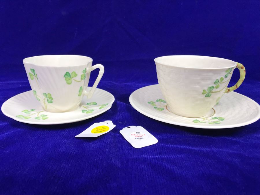 Just Added - Pair Of Belleek Cups & Saucers Retails $150 [Photo 2]