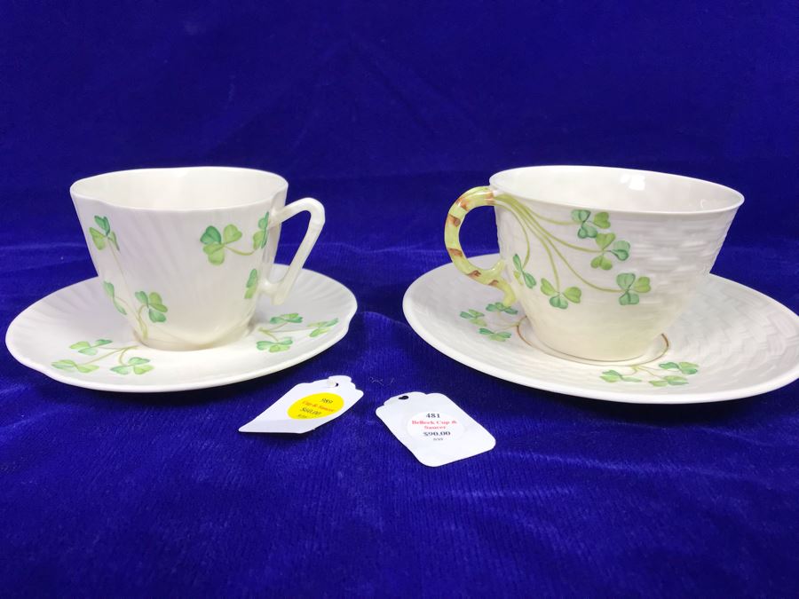 Just Added - Pair Of Belleek Cups & Saucers Retails $150 [Photo 3]
