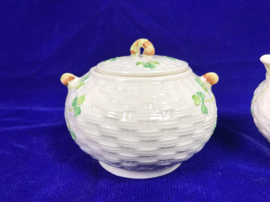 Just Added - Belleek Shamrock Creamer And Sugar Bowl Retails $120 [Photo 3]