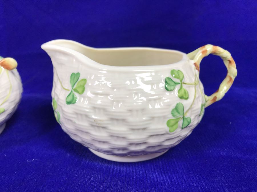 Just Added - Belleek Shamrock Creamer And Sugar Bowl Retails $120 [Photo 2]