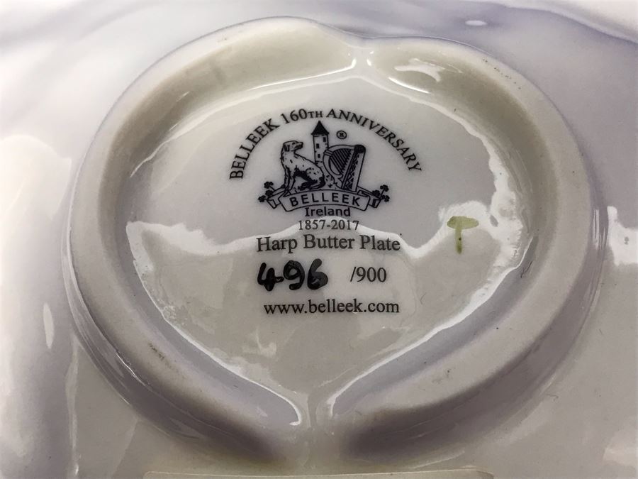 Just Added - Belleek 160th Anniversary Limited Edition Harp Butter Plate (Only 900 Made) [Photo 2]