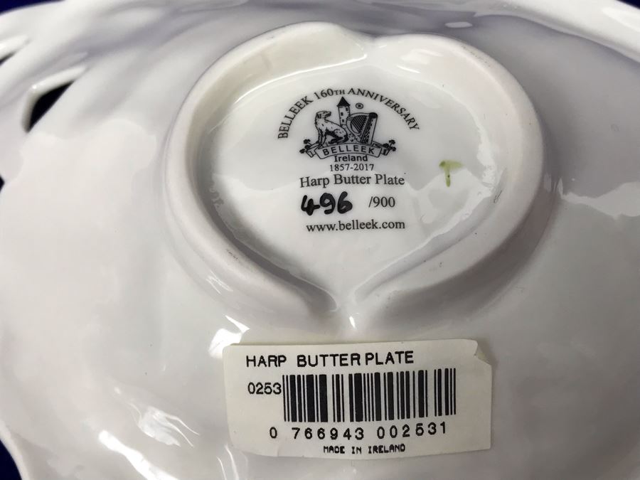 Just Added - Belleek 160th Anniversary Limited Edition Harp Butter Plate (Only 900 Made) [Photo 8]