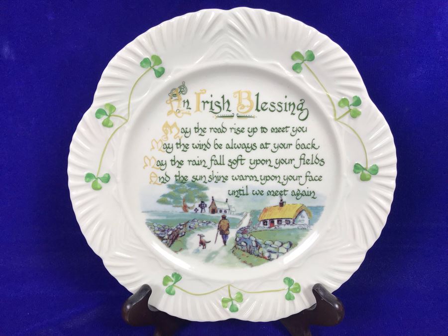 Just Added - Belleek Ireland Mint Tray And Belleek Harp Irish Blessing Plate Retails $120 [Photo 2]