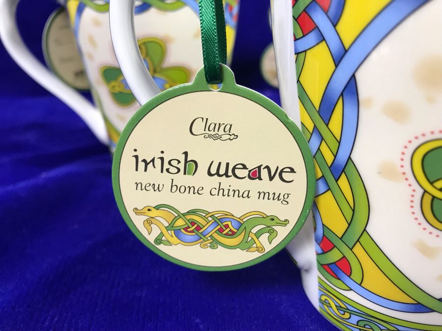 Just Added - Set Of (8) Clara Irish Weave New Bone China Coffee Mugs Retails $120 [Photo 4]
