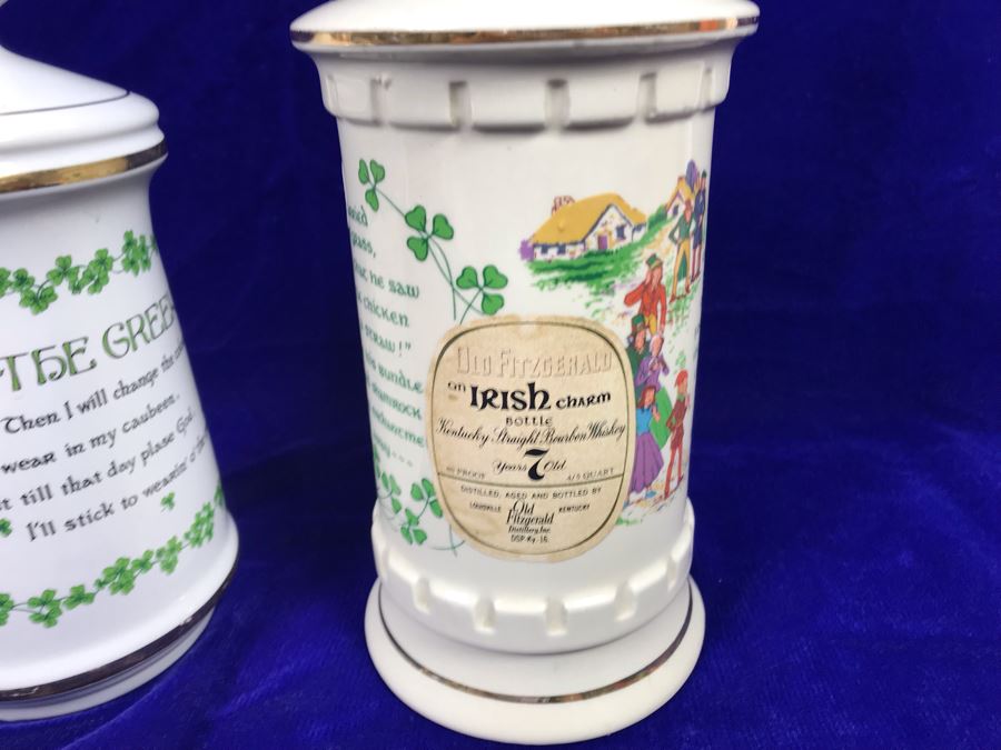 Just Added - Pair Of Vintage Old Fitzgerald Irish Charm Kentucky Whiskey Bottles Retails $100 [Photo 8]