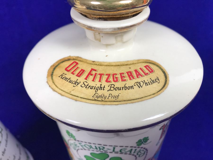 Just Added - Pair Of Vintage Old Fitzgerald Irish Charm Kentucky Whiskey Bottles Retails $100 [Photo 4]
