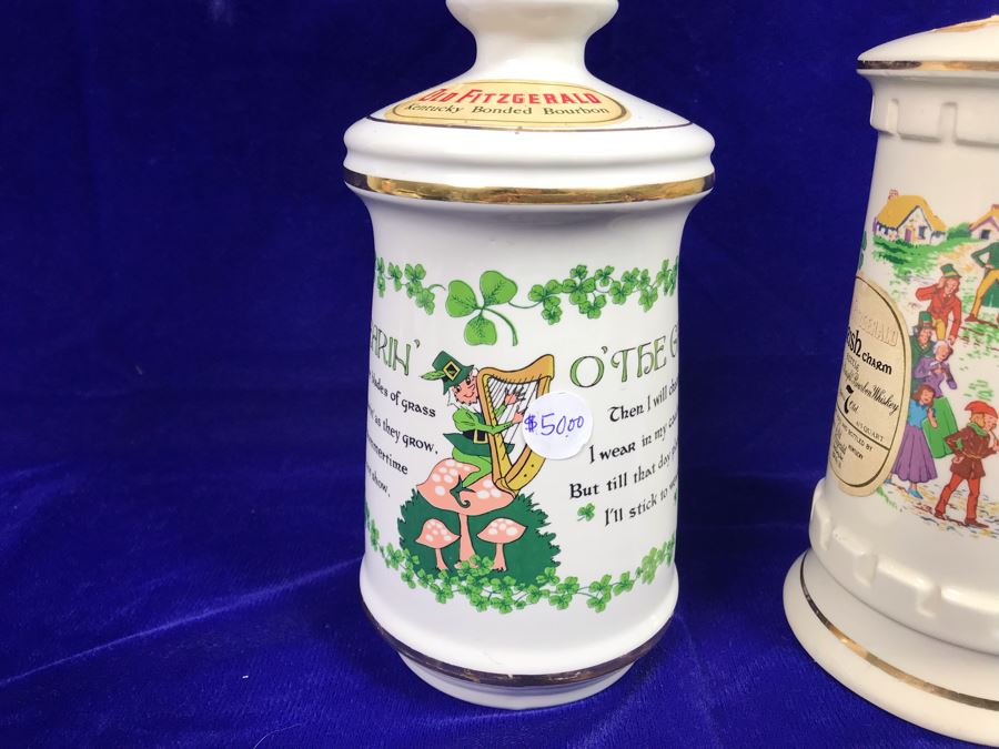 Just Added - Pair Of Vintage Old Fitzgerald Irish Charm Kentucky Whiskey Bottles Retails $100 [Photo 12]