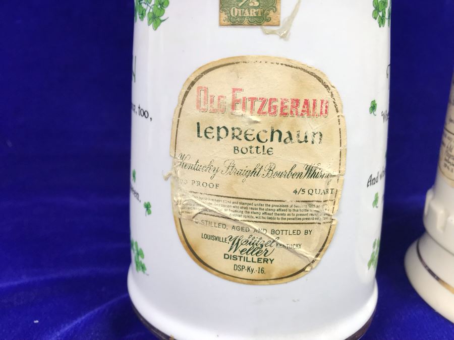 Just Added - Pair Of Vintage Old Fitzgerald Irish Charm Kentucky Whiskey Bottles Retails $100 [Photo 15]
