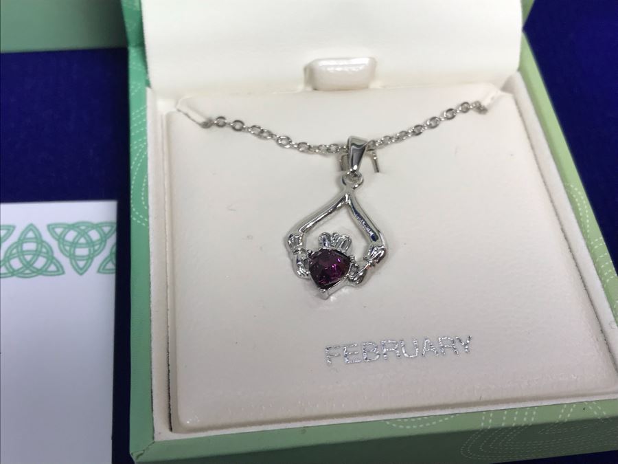 Just Added - Tara Ireland Claddagh Birthstone Collection Necklaces Crafted By Solvar Jan-Dec - 12 Necklaces Retails $420 [Photo 8]