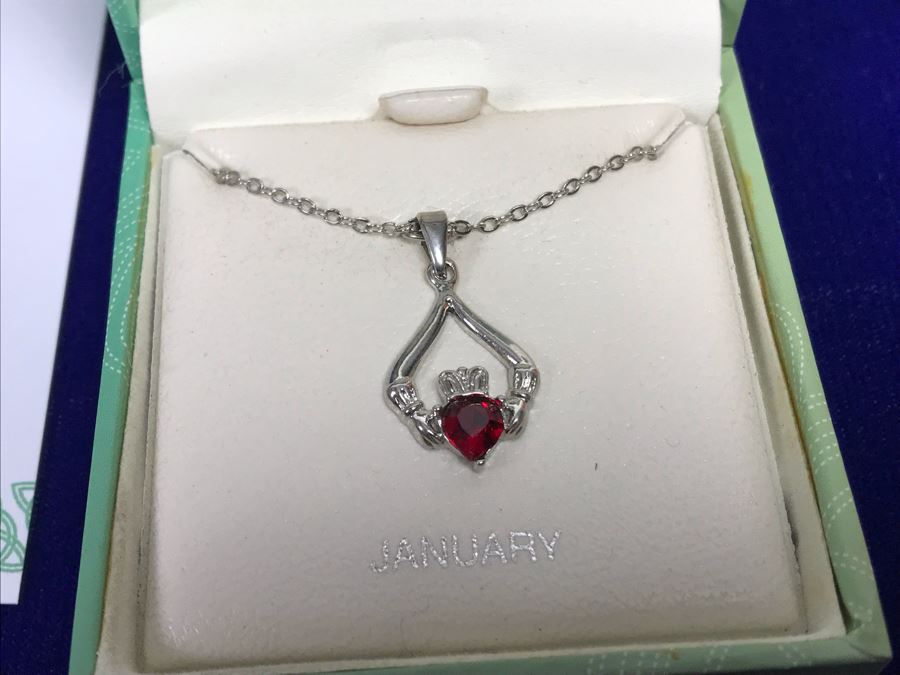 Just Added - Tara Ireland Claddagh Birthstone Collection Necklaces Crafted By Solvar Jan-Dec - 12 Necklaces Retails $420 [Photo 7]