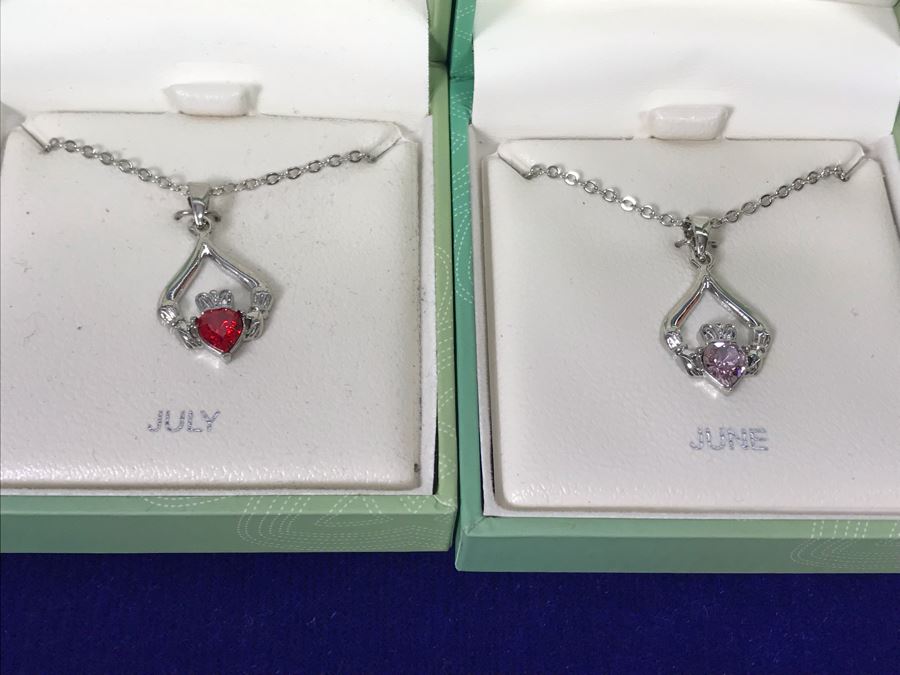 Just Added - Tara Ireland Claddagh Birthstone Collection Necklaces Crafted By Solvar Jan-Dec - 12 Necklaces Retails $420 [Photo 11]