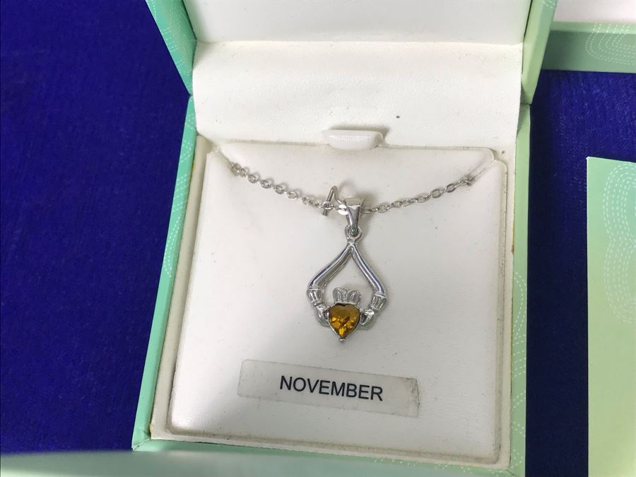 Just Added - Tara Ireland Claddagh Birthstone Collection Necklaces Crafted By Solvar Jan-Dec - 12 Necklaces Retails $420 [Photo 14]