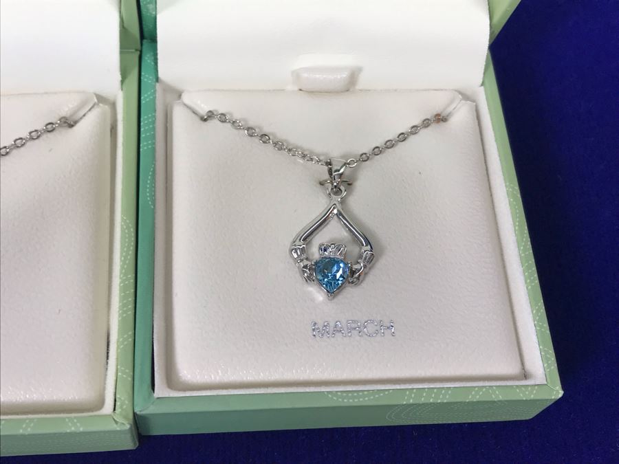 Just Added - Tara Ireland Claddagh Birthstone Collection Necklaces Crafted By Solvar Jan-Dec - 12 Necklaces Retails $420 [Photo 9]