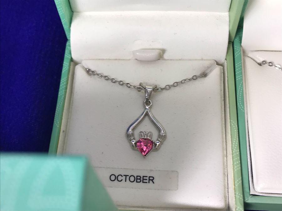 Just Added - Tara Ireland Claddagh Birthstone Collection Necklaces Crafted By Solvar Jan-Dec - 12 Necklaces Retails $420 [Photo 13]