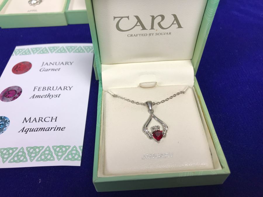 Just Added - Tara Ireland Claddagh Birthstone Collection Necklaces Crafted By Solvar Jan-Dec - 12 Necklaces Retails $420 [Photo 6]
