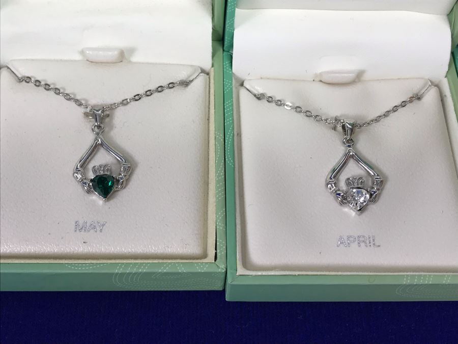 Just Added - Tara Ireland Claddagh Birthstone Collection Necklaces Crafted By Solvar Jan-Dec - 12 Necklaces Retails $420 [Photo 10]