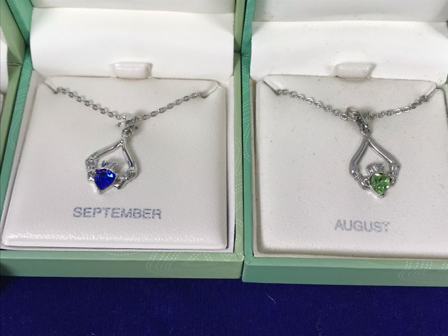 Just Added - Tara Ireland Claddagh Birthstone Collection Necklaces Crafted By Solvar Jan-Dec - 12 Necklaces Retails $420 [Photo 12]