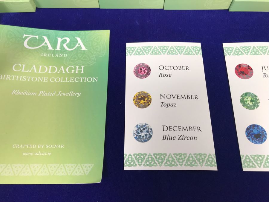 Just Added - Tara Ireland Claddagh Birthstone Collection Necklaces Crafted By Solvar Jan-Dec - 12 Necklaces Retails $420 [Photo 5]