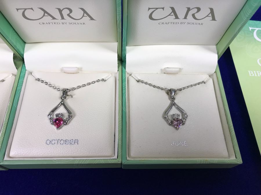 Just Added - Tara Ireland Claddagh Birthstone Collection Necklaces Crafted By Solvar Various Months - 18 Necklaces Retails $630 [Photo 6]